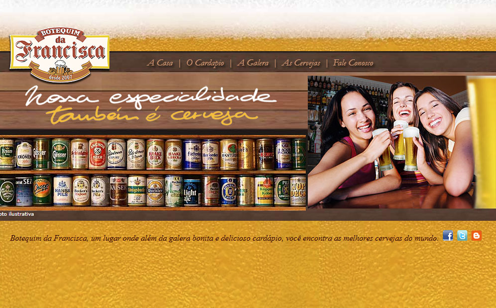 Diversos websites desenvolvidos para a rede Botequim da Francisca e suas marcas