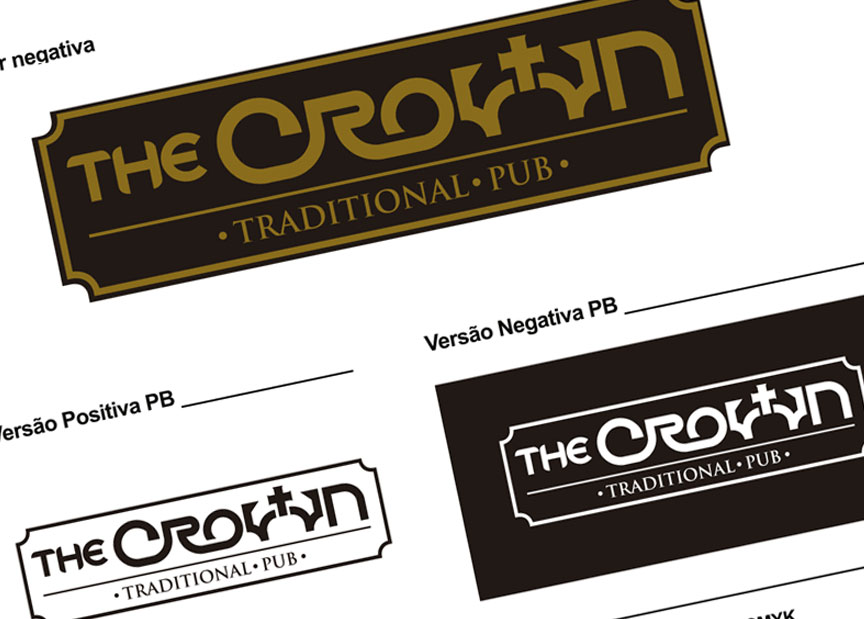 Desenvolvimento de logomarca e identidade visual The Crown Pub